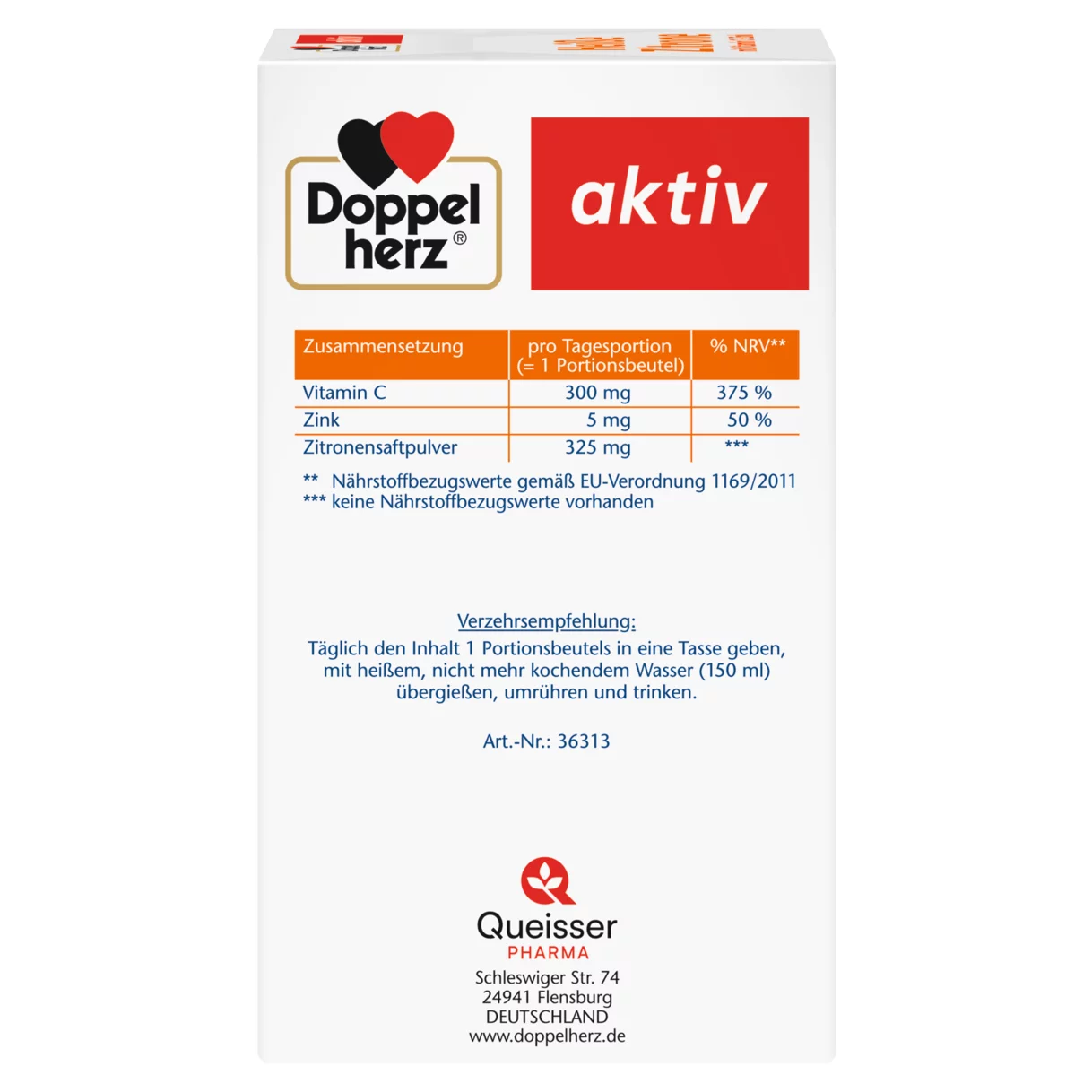 Abbildung der Produktverpackung Doppelherz aktiv Heiße Zitrone Seitenansicht links